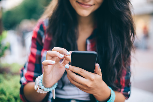 Student using mobile phone