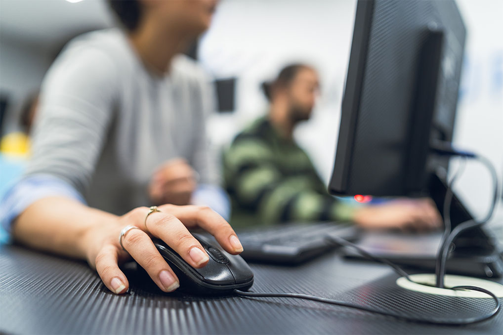 Students using computer