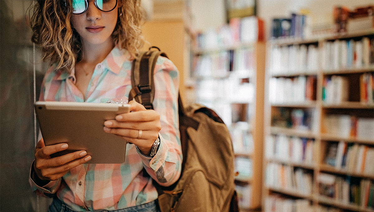 Student using a tablet