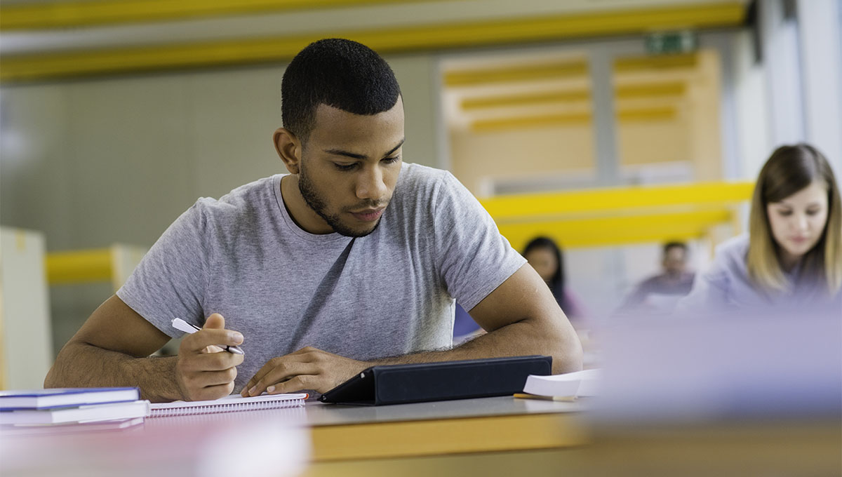 Students in a library