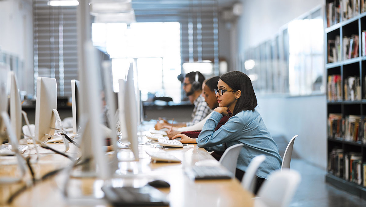 Students using computers