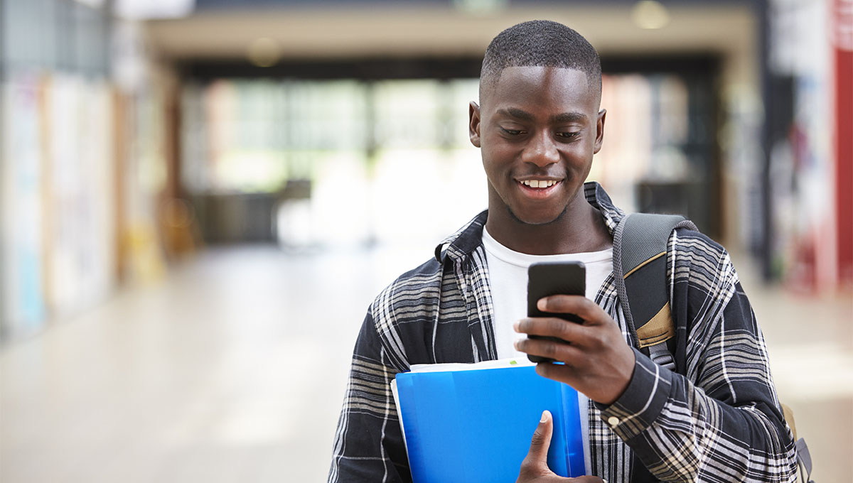 Student on his phone