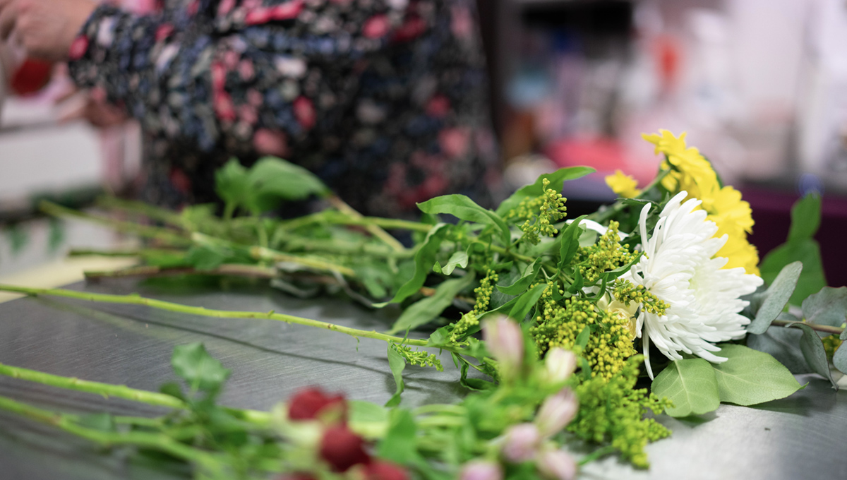 Bouquet being made